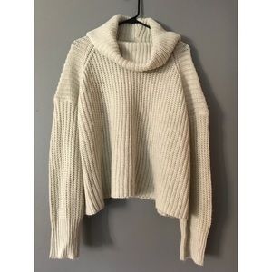 Crop white cowl neck sweater!